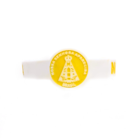 PULSEIRA DE SILICONE - APARECIDA - BRANCO COM AMARELO