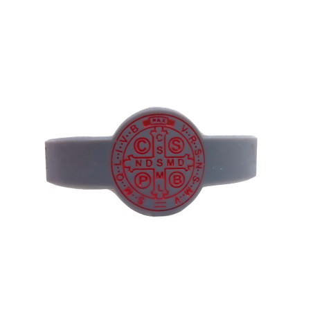 PULSEIRA DE SILICONE - SÃO BENTO - CINZA COM VERMELHO