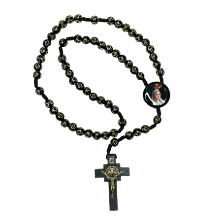 TERÇO COM CRUZ - PRETO - MARIA PASSA A FRENTE