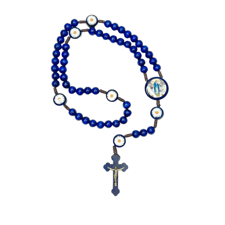 TERÇO DE MADEIRA - AZUL - NOSSA SENHORA DAS GRAÇAS 