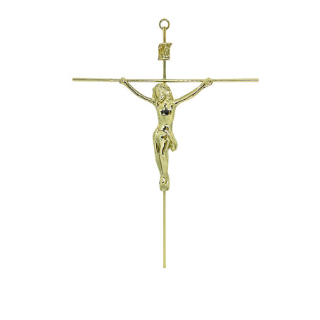 CRUCIFIXO ITALIANO - REDONDO - DOURADO - 28X19