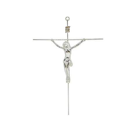 CRUCIFIXO ITALIANO - REDONDO - PRATA - 28X19