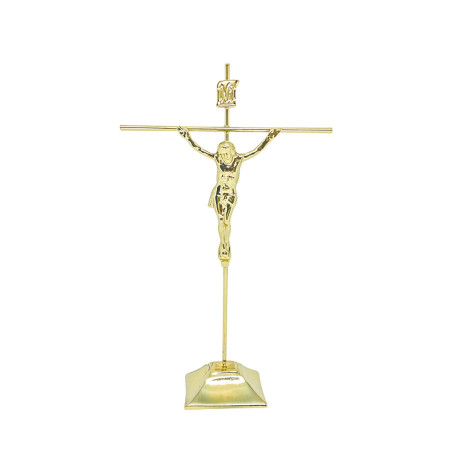 CRUCIFIXO COM BASE - DOURADO - 23X13 