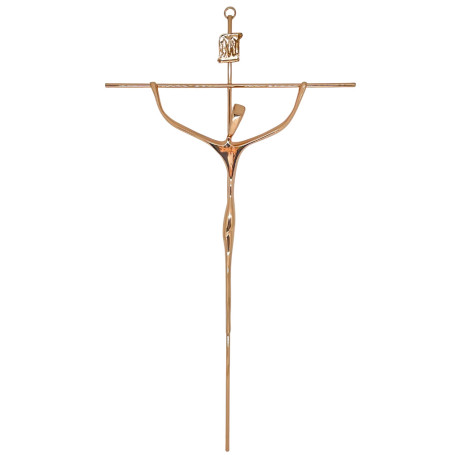 CRUCIFIXO ESTILIZADO GRANDE - CRUZ REDONDA - COBRE - 52X28