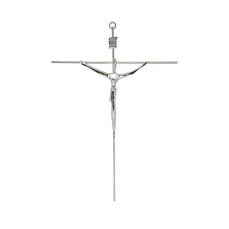 CRUCIFIXO ESTILIZADO RETO - CRUZ REDONDA - PRATA - 28X19