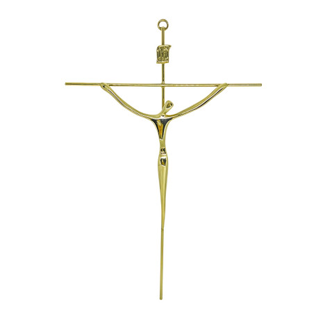 CRUCIFIXO ESTILIZADO MÉDIO - CRUZ REDONDA - DOURADO - 28X19
