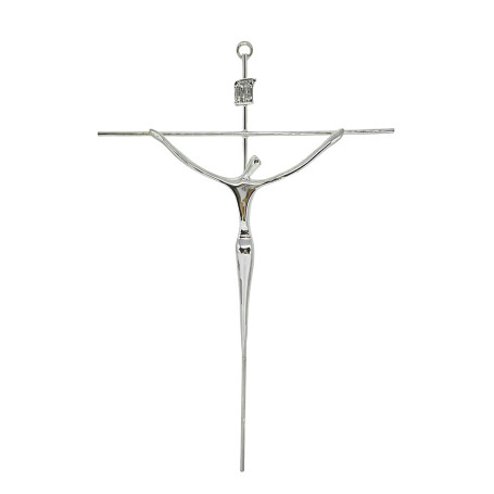 CRUCIFIXO ESTILIZADO MÉDIO - CRUZ REDONDA - PRATA - 28X19