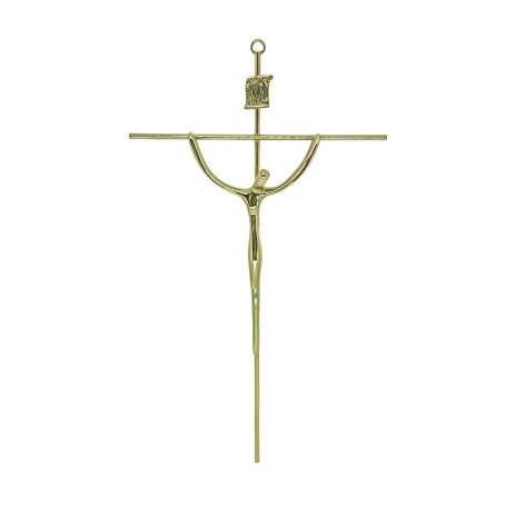 CRUCIFIXO ESTILIZADO MÉDIA - CRUZ REDONDA - DOURADO - 32X19