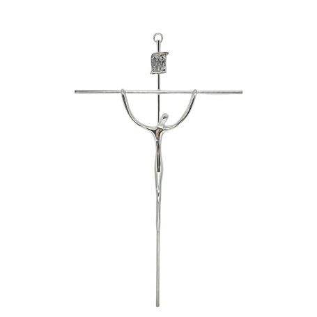 CRUCIFIXO ESTILIZADO MÉDIA - CRUZ REDONDA - PRATA - 32X19
