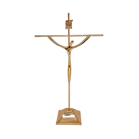 CRUCIFIXO ESTILIZADO PEQUENO - COM BASE - COBRE - 23X13