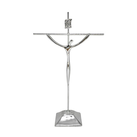 CRUCIFIXO ESTILIZADO PEQUENO - COM BASE - PRATA - 23X13