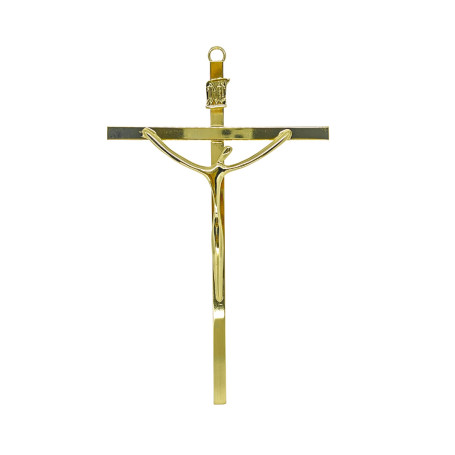 CRUCIFIXO ESTILIZADO PEQUENO - CRUZ CHATA - DOURADO - 21X13