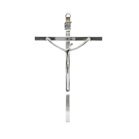 CRUCIFIXO ESTILIZADO PEQUENO - CRUZ CHATA - PRATA - 21X13