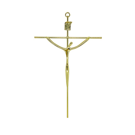 CRUCIFIXO ESTILIZADO PEQUENO - BRAÇO RETO - DOURADO - 21X13