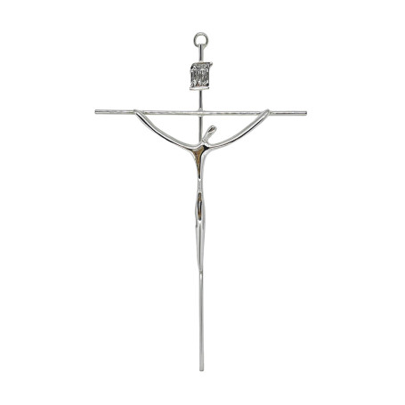 CRUCIFIXO ESTILIZADO PEQUENO - BRAÇO RETO - PRATA - 21X13