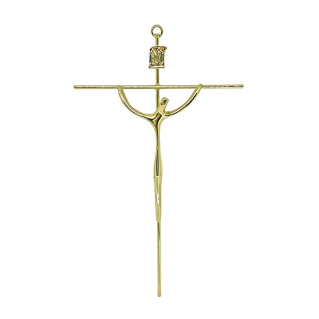 CRUCIFIXO ESTILIZADO PEQUENO - BRAÇO CURVO - DOURADO - 21X13