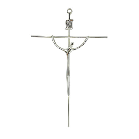CRUCIFIXO ESTILIZADO PEQUENO - BRAÇO CURVO - PRATA - 21X13