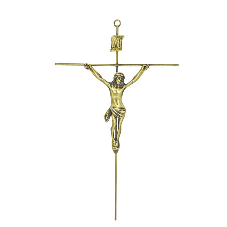 CRUCIFIXO - CRUZ REDONDA - OURO VELHO - 31X19