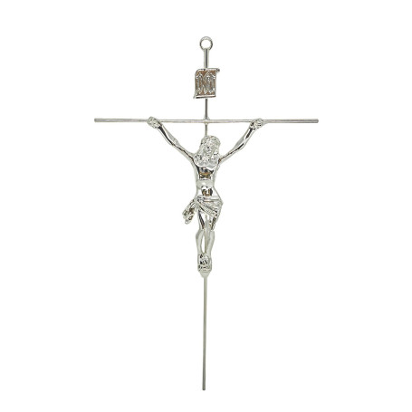 CRUCIFIXO - CRUZ REDONDA - PRATA - 31X19