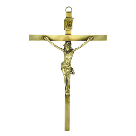 CRUCIFIXO GRANDE - CRUZ CHATA LARGA - OURO VELHO - 36X21