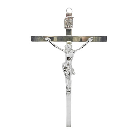 CRUCIFIXO GRANDE - CRUZ CHATA LARGA - PRATA - 36X21