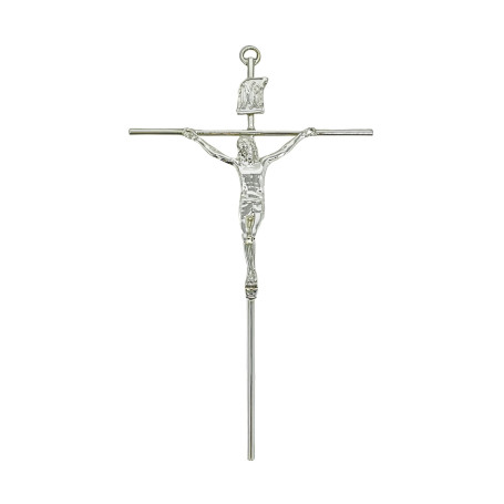 CRUCIFIXO MINI - CRUZ REDONDA - PRATA - 19X11