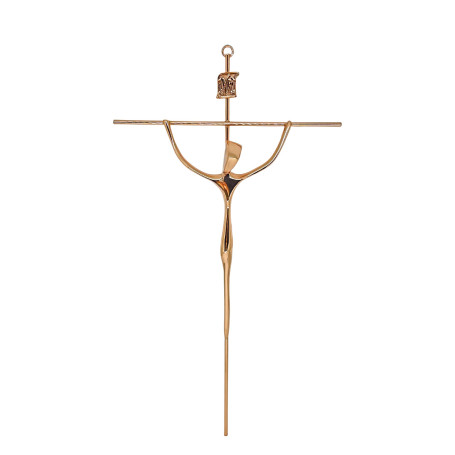 CRUCIFIXO ESTILIZADO - CRUZ REDONDA - COBRE - 38X21