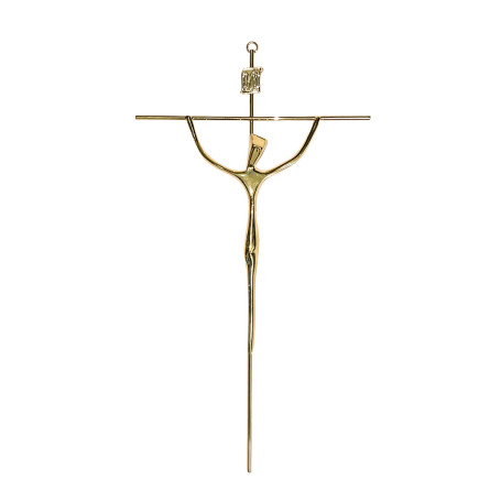 CRUCIFIXO ESTILIZADO - CRUZ REDONDA - DOURADO - 38X21