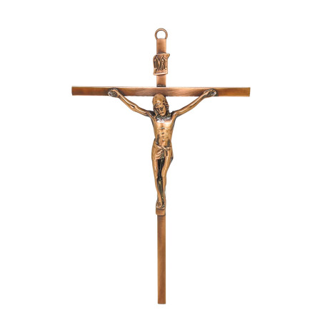 CRUCIFIXO PEQUENO - CRUZ CHATA - COBRE VELHO - 24X15