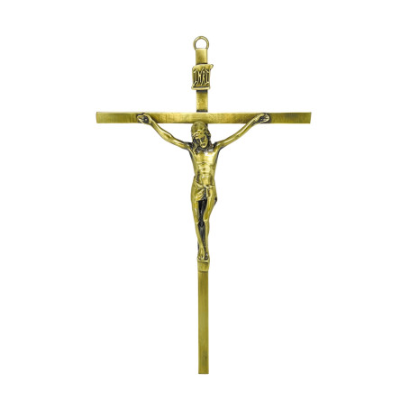 CRUCIFIXO PEQUENO - CRUZ CHATA - OURO VELHO - 24X15