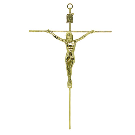 CRUCIFIXO PEQUENO - CRUZ REDONDA - DOURADO - 24X15