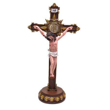 CRUZ COM A MEDALHA DE SÃO BENTO - RESINA - 30CM