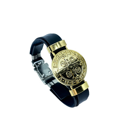 PULSEIRA SINTÉTICA - SÃO BENTO - PRETO COM DOURADO