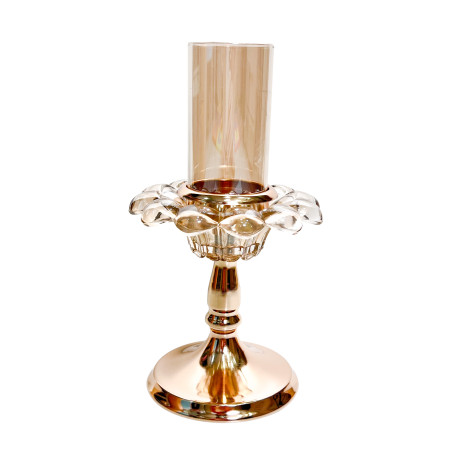 CASTIÇAL DE VIDRO - FORMATO DE FLOR - 22CM	