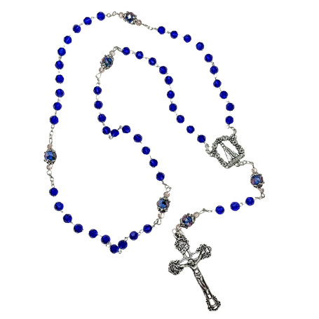 TERÇO DE CRISTAL - NOSSA SENHORA APARECIDA - AZUL