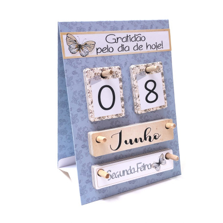 CALENDÁRIO PERMANENTE DE MESA - ARABESCO AZUL