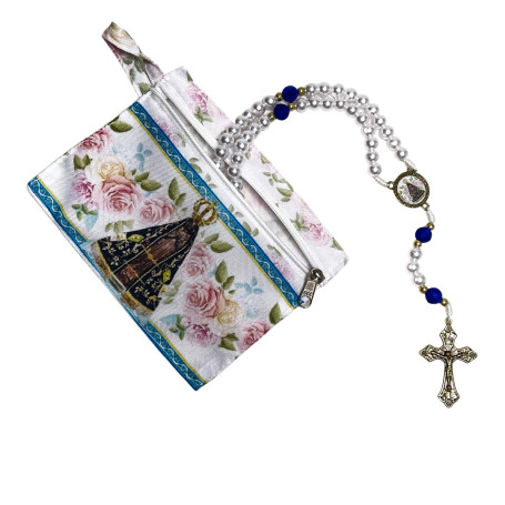 TERÇO COM BOLSINHA - NOSSA SENHORA APARECIDA - FLORES