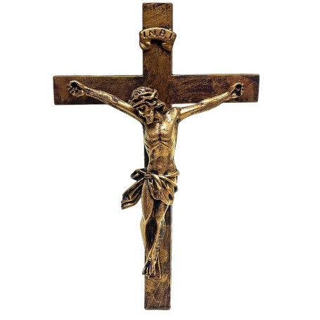 CRUCIFIXO DE PAREDE - BORRACHA - OURO VELHO