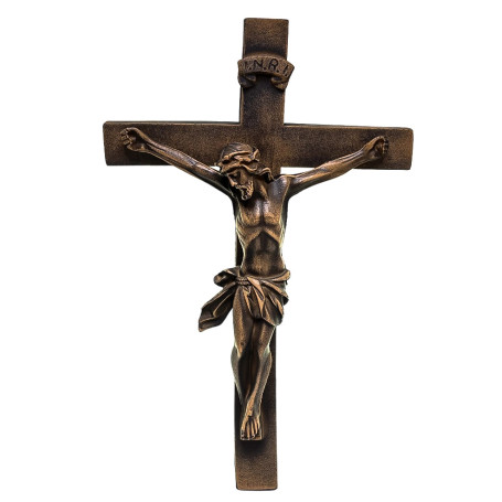 CRUCIFIXO DE PAREDE - BORRACHA - MARROM