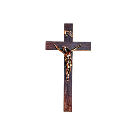 CRUCIFIXO DE PAREDE - MADEIRA - 23X12 - COBRE