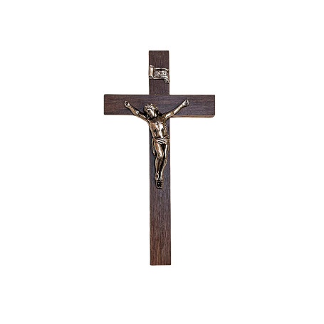 CRUCIFIXO DE PAREDE - MADEIRA - 23X12 - PRATA