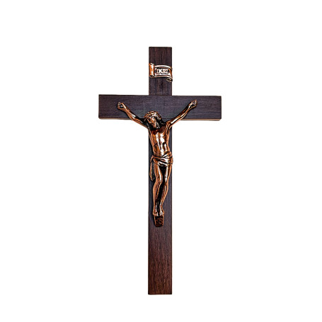 CRUCIFIXO DE PAREDE - MADEIRA - 30X15 - COBRE