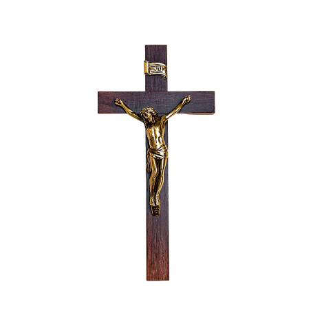 CRUCIFIXO DE PAREDE - MADEIRA - 30X15 - DOURADO