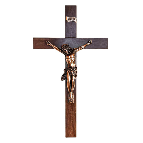 CRUCIFIXO DE PAREDE - MADEIRA - 53X30 - COBRE