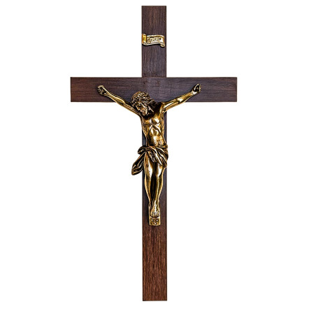 CRUCIFIXO DE PAREDE - MADEIRA - 53X30 - DOURADO