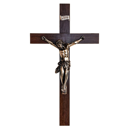 CRUCIFIXO DE PAREDE - MADEIRA - 53X30 - PRATA