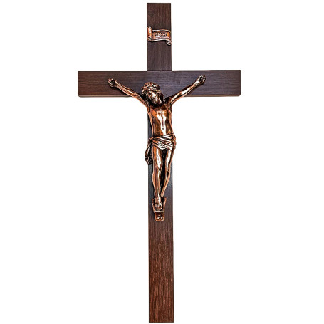 CRUCIFIXO DE PAREDE - MADEIRA - 77X40 - COBRE