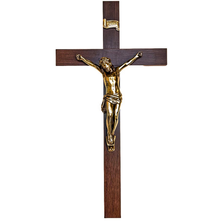 CRUCIFIXO DE PAREDE - MADEIRA - 77X40 - DOURADO