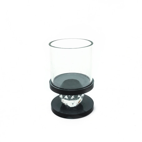 CASTIÇAL DE VIDRO - PRETO - 12CM