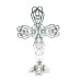 CRUCIFIXO DE METAL ARAMADO COM PÉROLA - PRATA